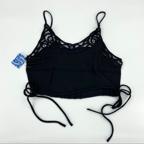 Free People Intimately Black Blouson Satin Brami Crop Camisole XS - Picture 6 of 13